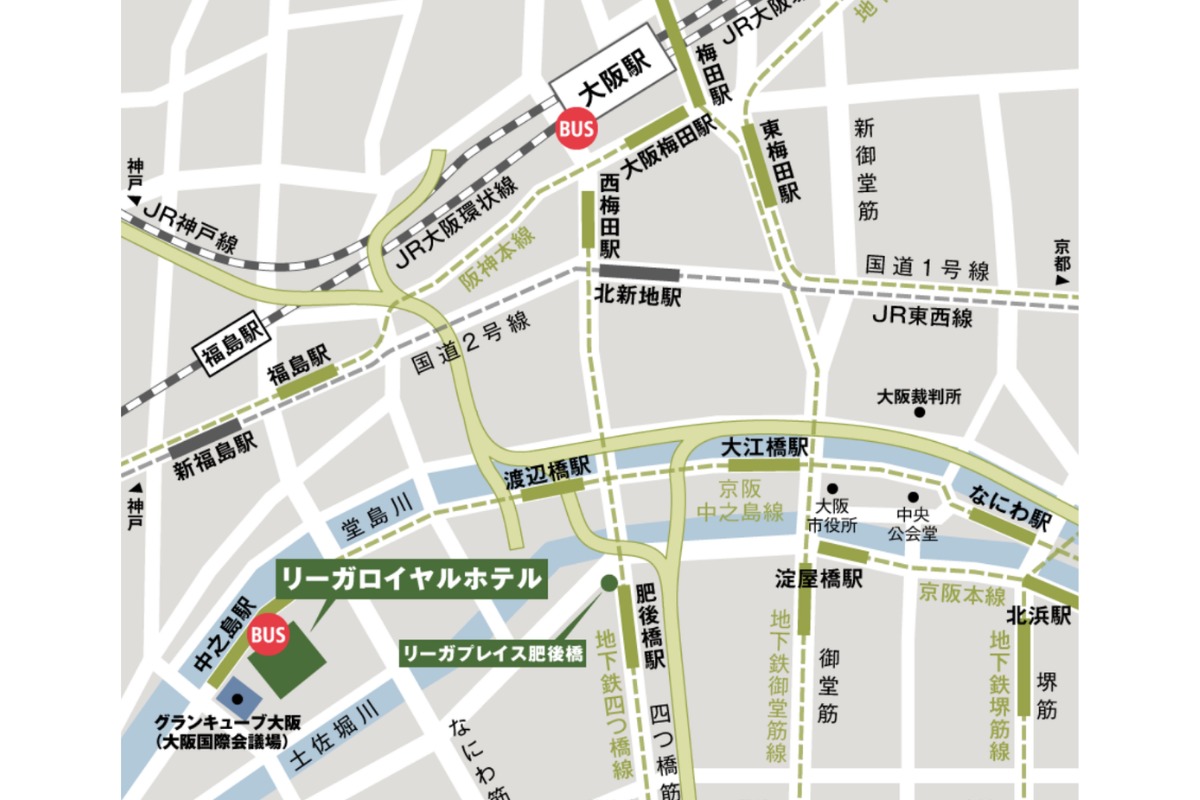 リーガロイヤルホテル大阪周辺の地図