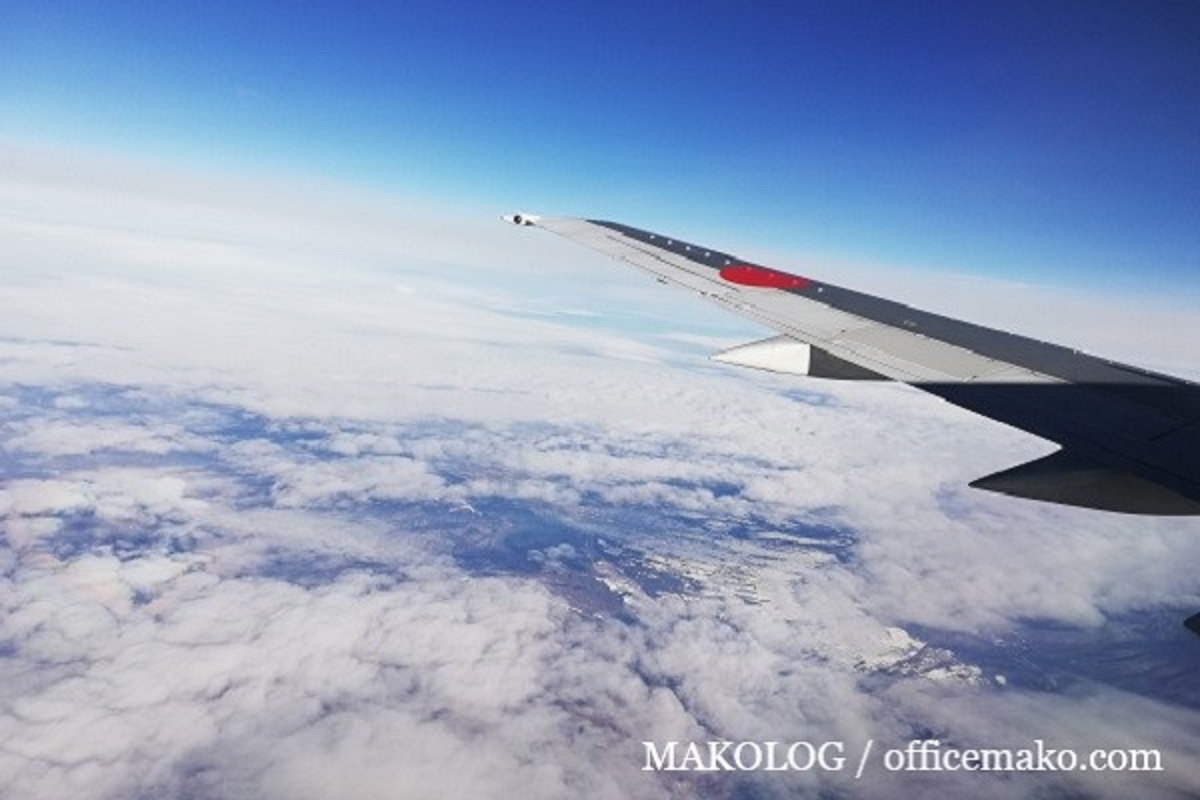 飛行機から見える空の画像