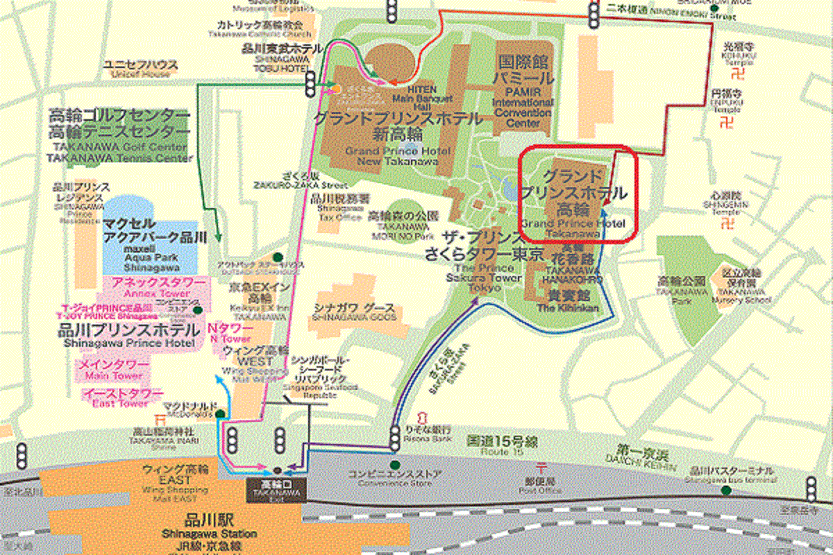 グランドプリンスホテル高輪周辺地図の画像